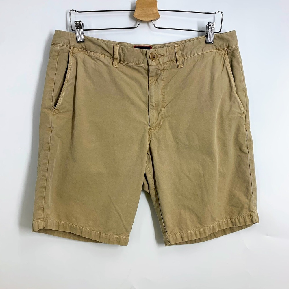 UNTUCKit Mens Shorts Size 34 Beige Casual Flat Front Pima‎ Cotton